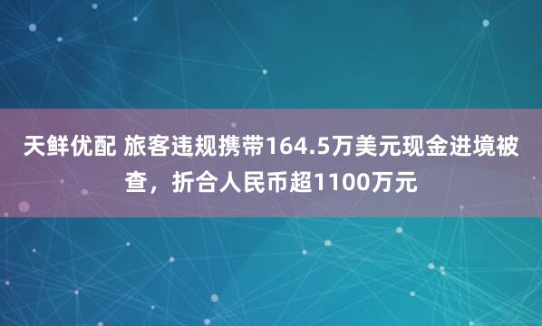 天鲜优配 旅客违规携带164.5万美元现金进境被查，折合人民币超1100万元