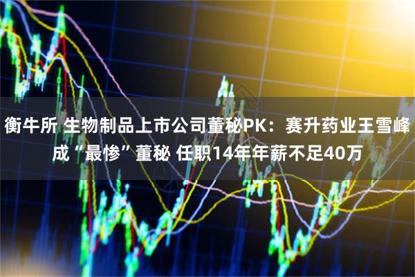 衡牛所 生物制品上市公司董秘PK：赛升药业王雪峰成“最惨”董秘 任职14年年薪不足40万